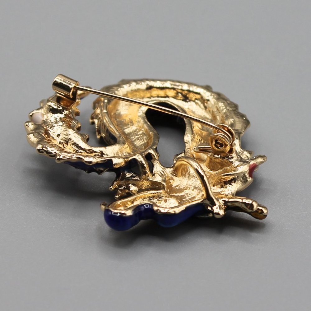 Chinese dragon pin brooch pendant jewelry fashion yellow gold purple blue new - Picture 10 of 10